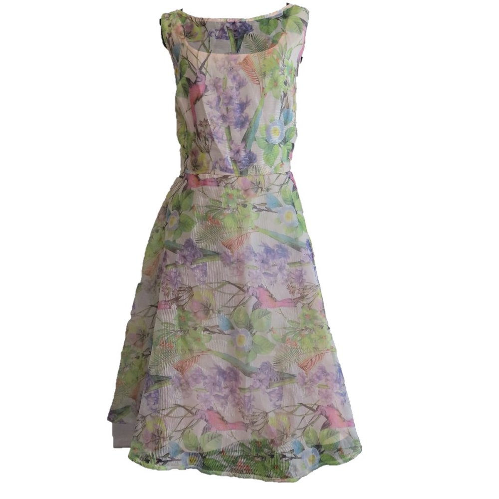 EUC Hummingbird Tea Party Dress Fit & Flare - Dress Barn (US 16) ❧ - Picture 3 of 8